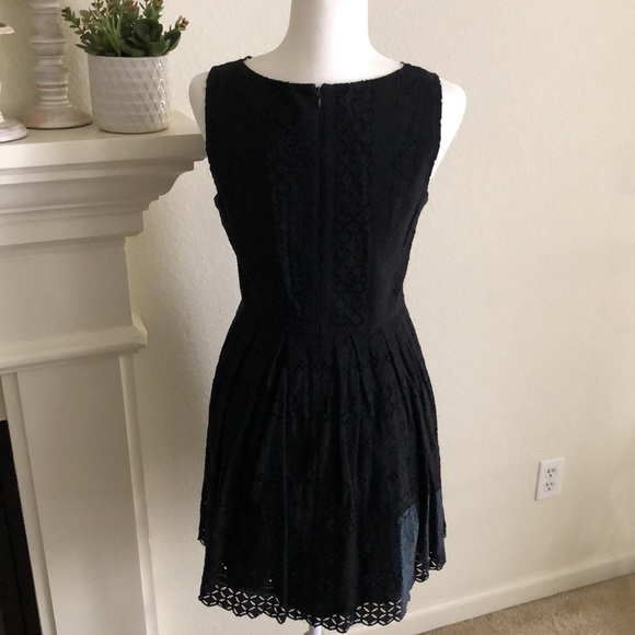 Ann Taylor Loft Black Eyelet Fit and Flare Dress - Picture 5 of 5